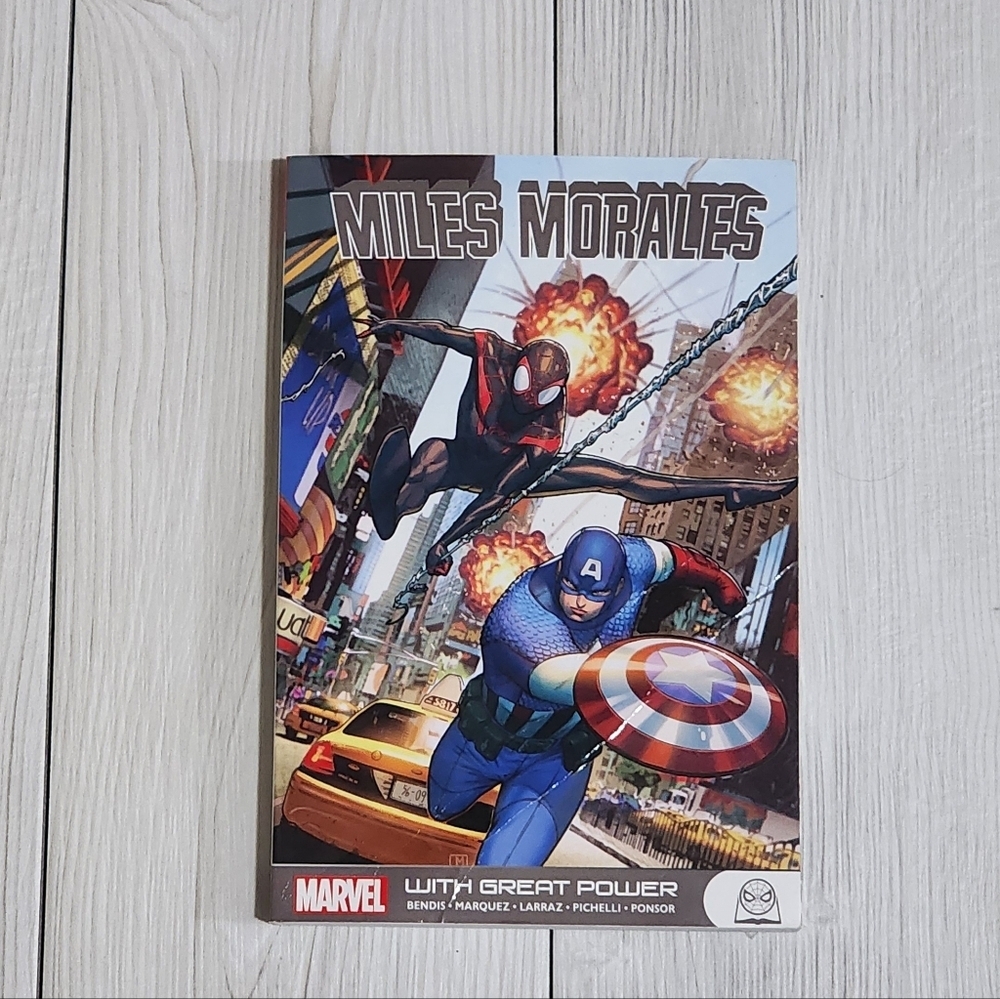 Marvel Miles Morales and Captain America Comic Book - Red, Blue, Black